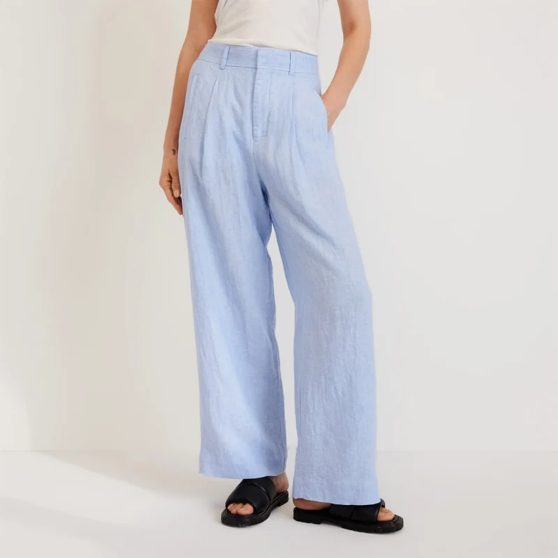 The Linen Way-High® Drape Pant | Light Blue