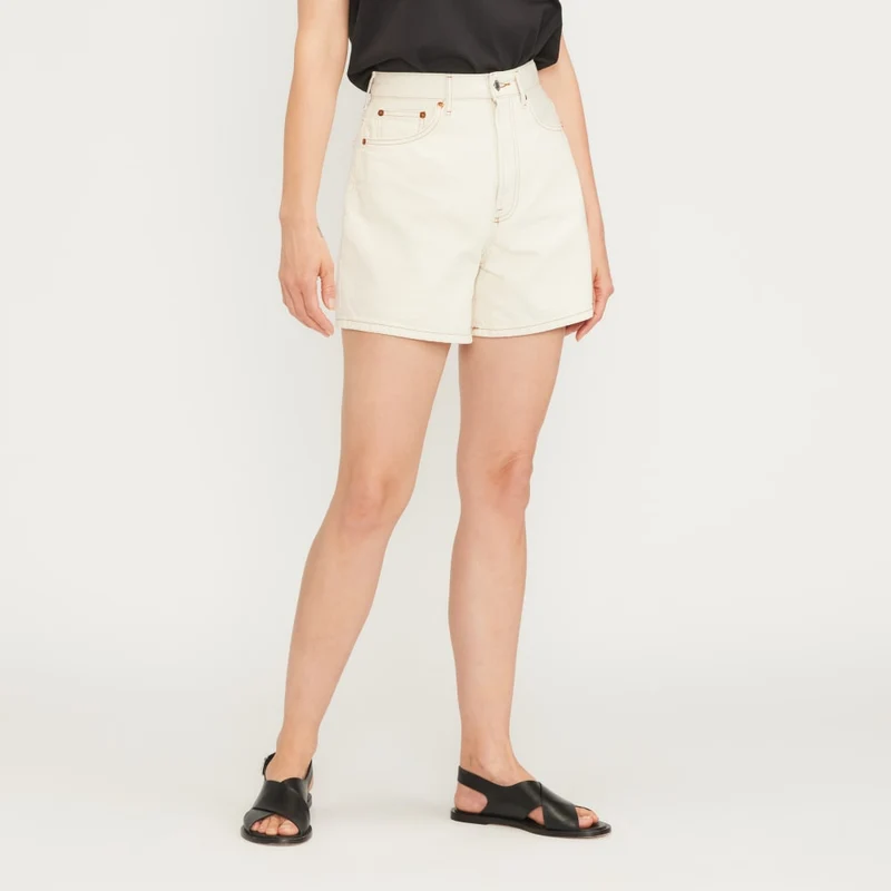 The A-Line Denim Short | Ecru