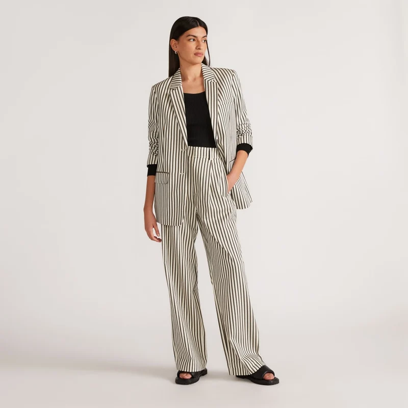 The Draper Pleated Pant in Buttersmooth | Ombre Stripe | 30" Inseam