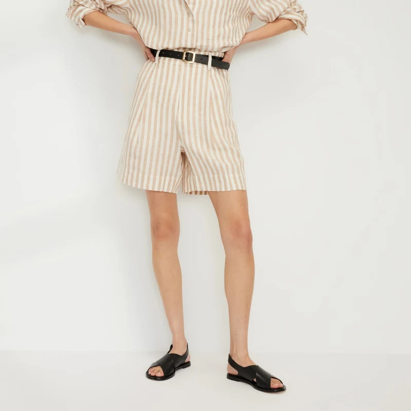 The Linen Way-High® Drape Short | Bone / Caramel