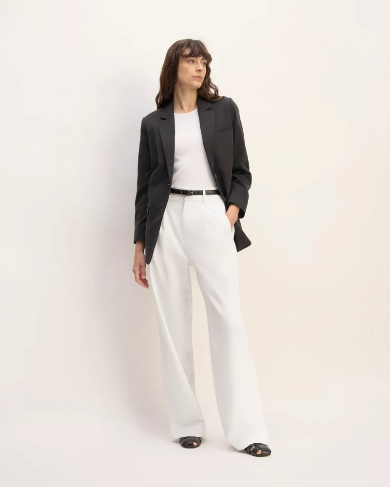 The Draper Pleated Pant in Buttersmooth | White | 32" Inseam