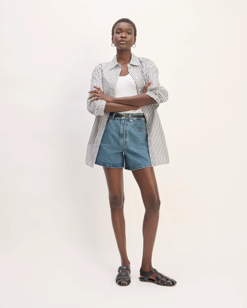 The A-Line Denim Short | Mid Blue
