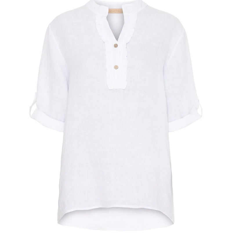Skjortblus Vera linmix - Vit