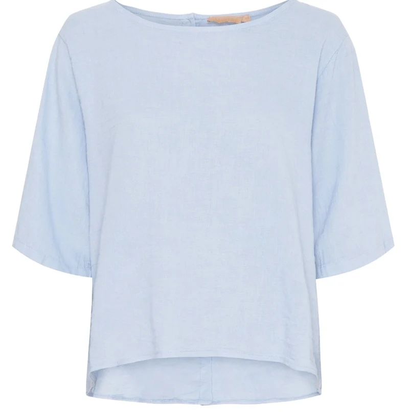 Blus med knappar – Soft blue linmix