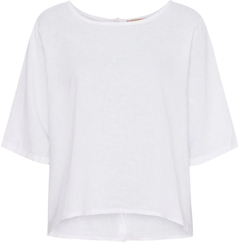 Blus med knappar – White linmix