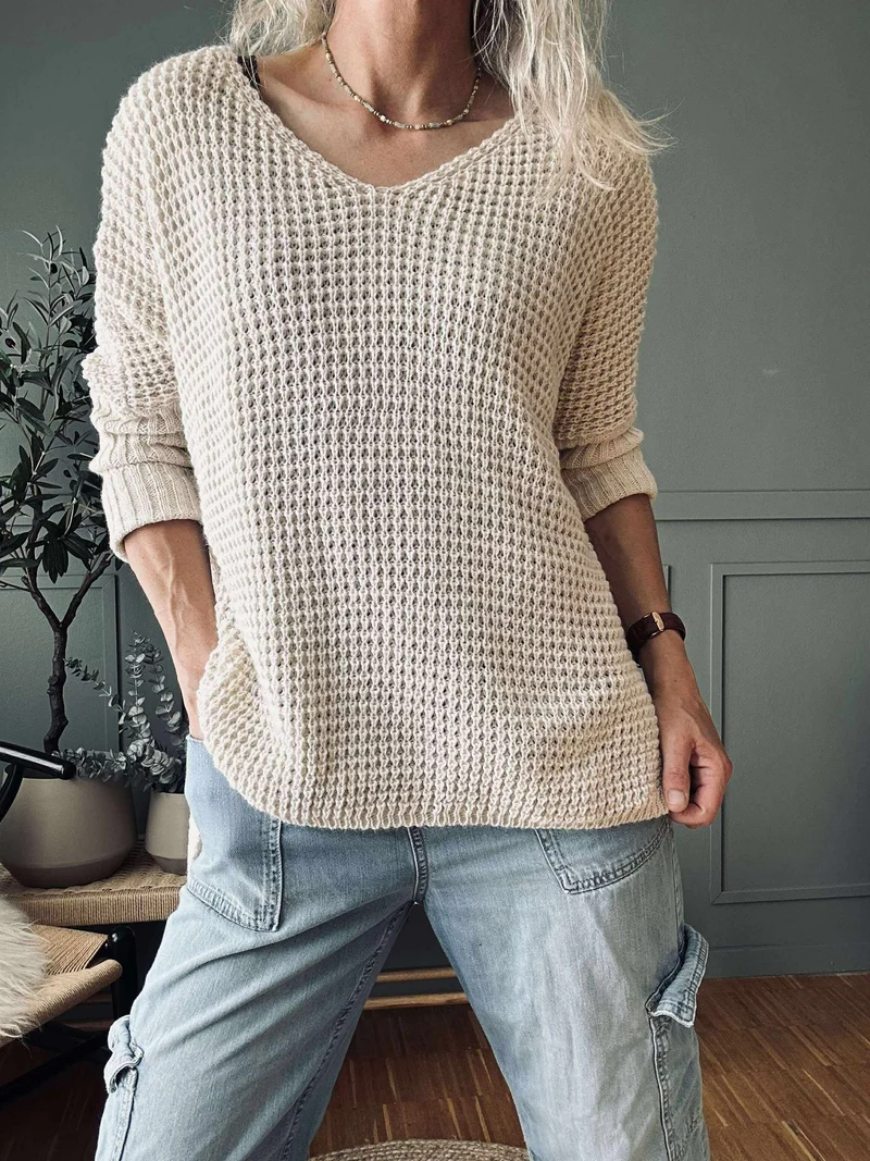 Stickad MILLE beige – Onesize