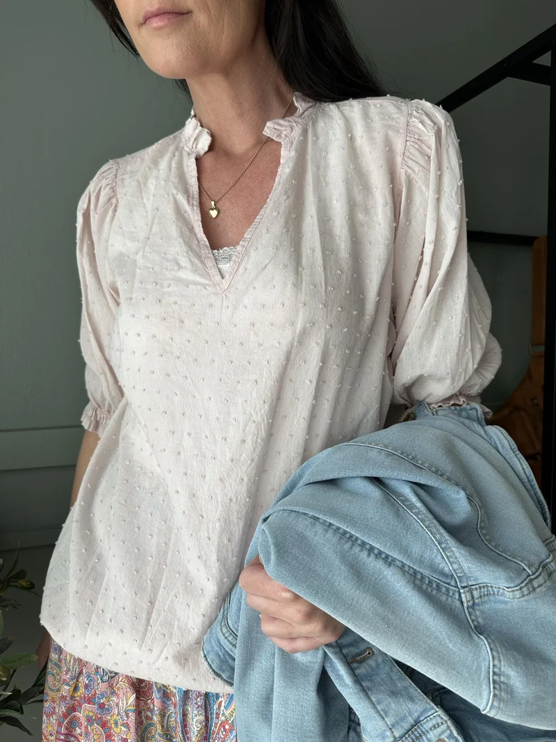 Blus i lätt bomull – Soft rose