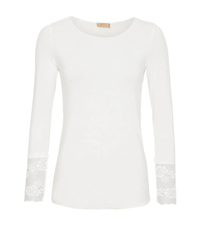 Blus BASIS med spetsdetaljer – White