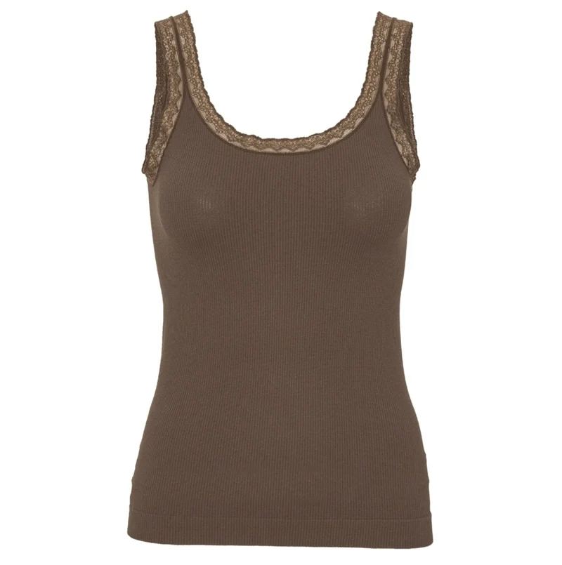 Topp med spets Ökotex Taupe – Mikrofiber