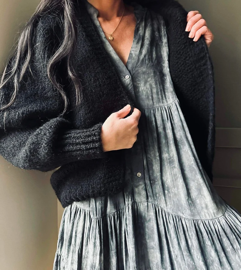 Cardigan Black Mohair mix