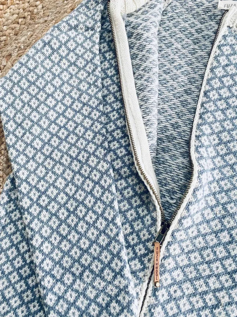 Cardigan i merinoull – Iris blue L