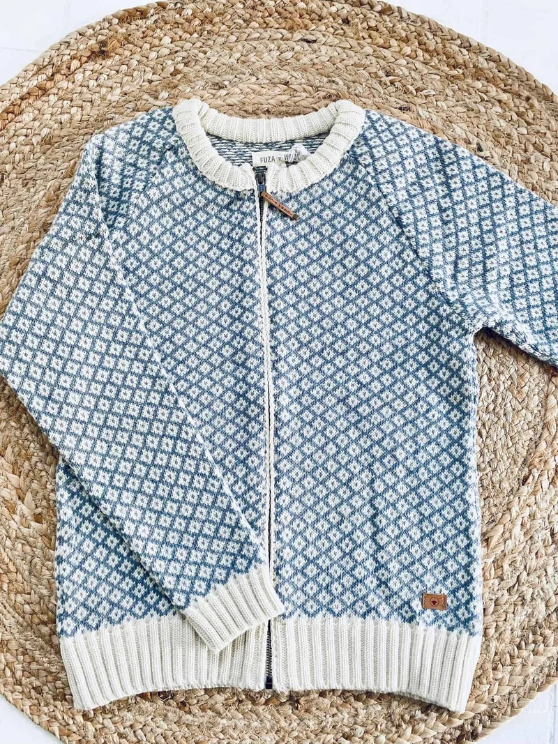Cardigan i merinoull - Iris blue M
