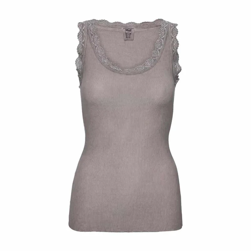 Topp med spets – Beige L/XL