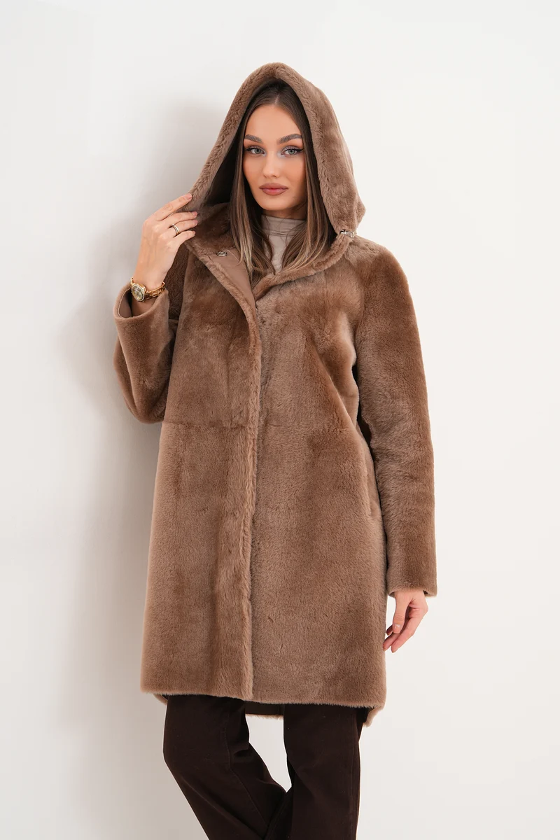 The Aurelia Brown Reversible Shearling Women Leather Jacket