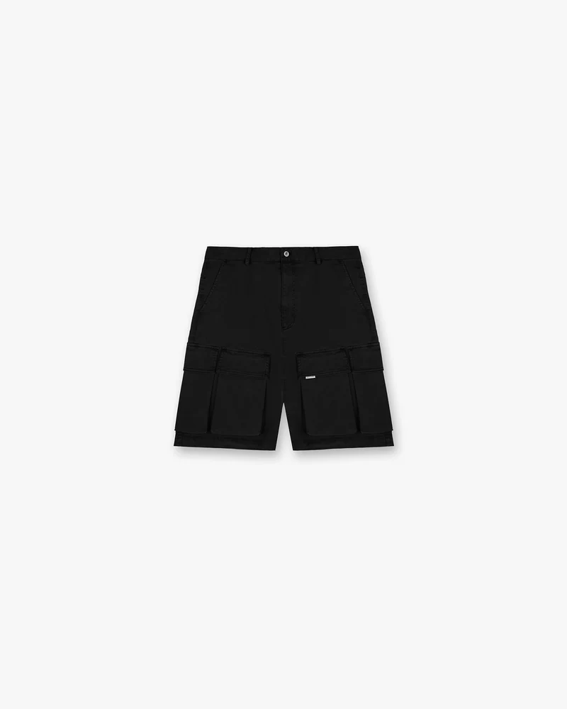 Baggy Cotton Cargo Short - Black