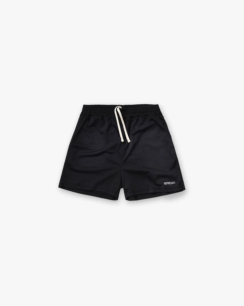 Washed Mesh Shorts - Black