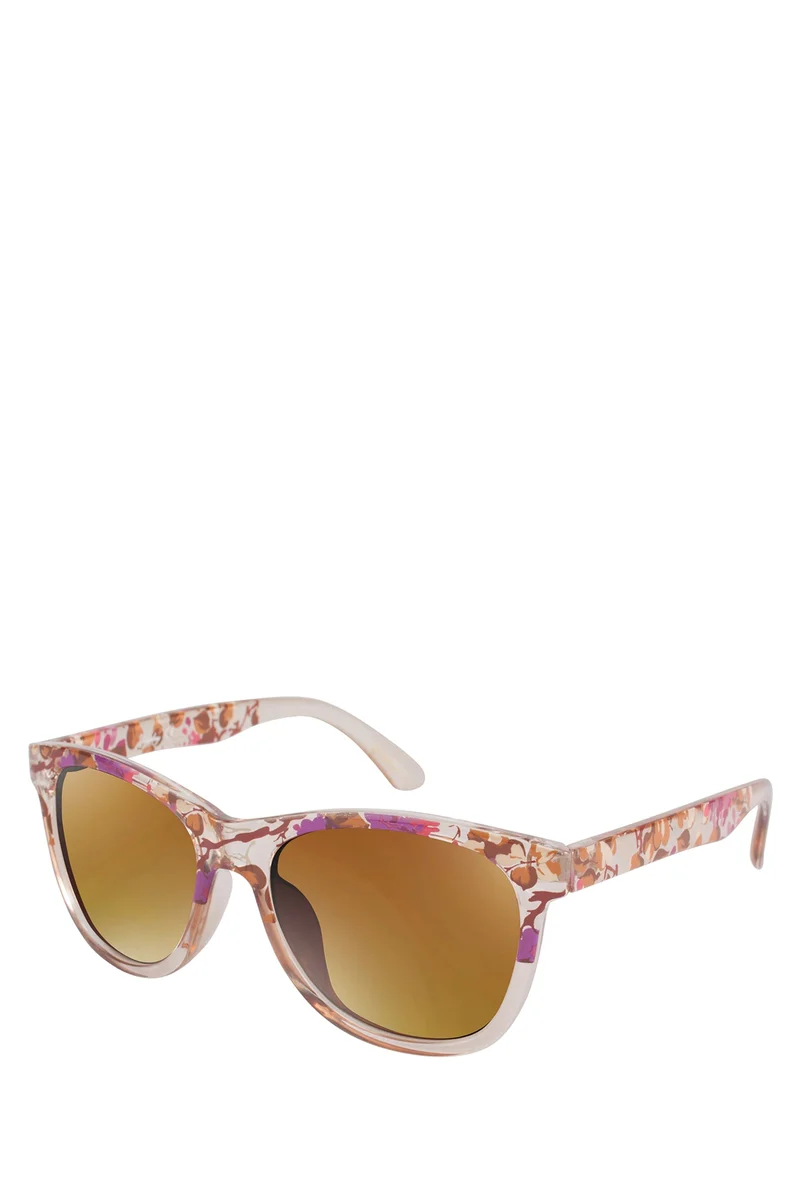 Nude Floral Two-Tone Cat-Eye Sunglasses