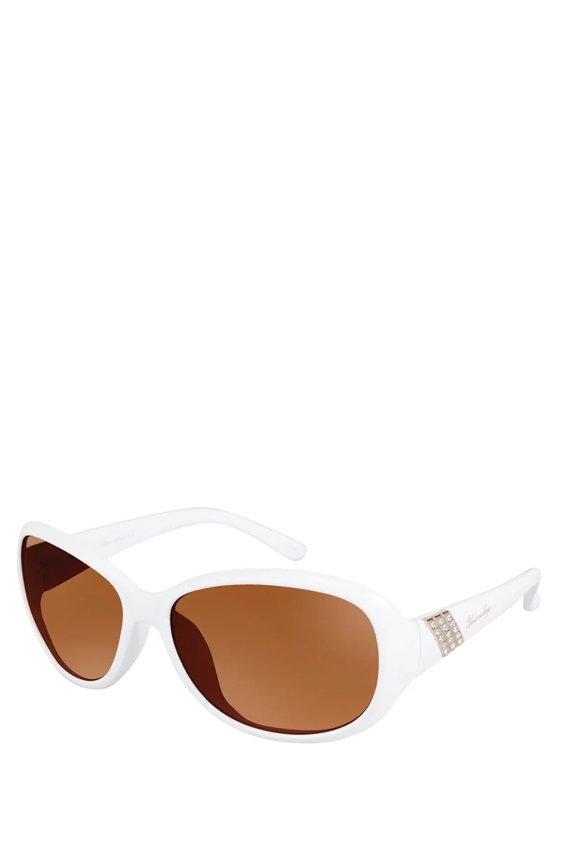 White Oval Rhinestone Sunglasses