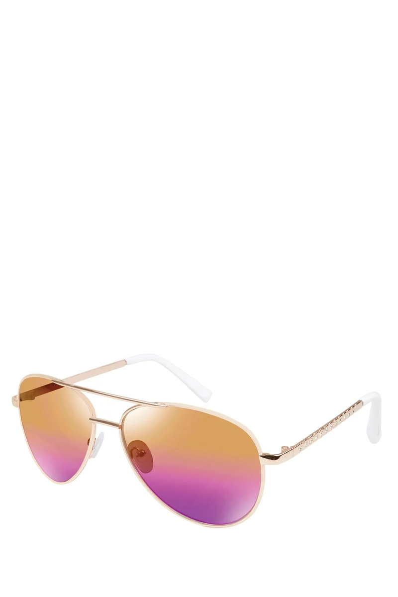 Rose Gold Two-Tone Aviator Sunglasses