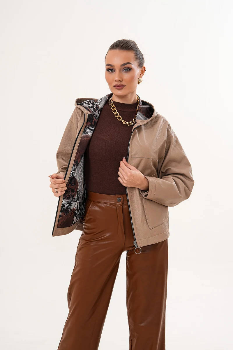 The Calyra Reversible Leather Women Jacket – Taupe