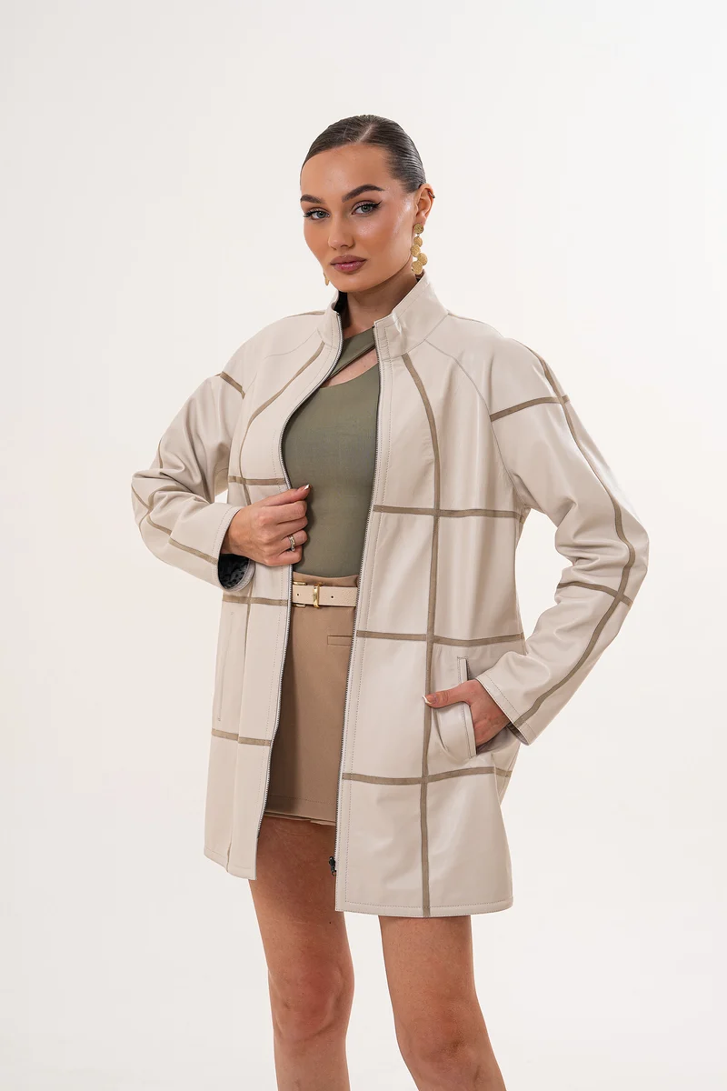 The Prado Reversible Cream Leather Women Jacket