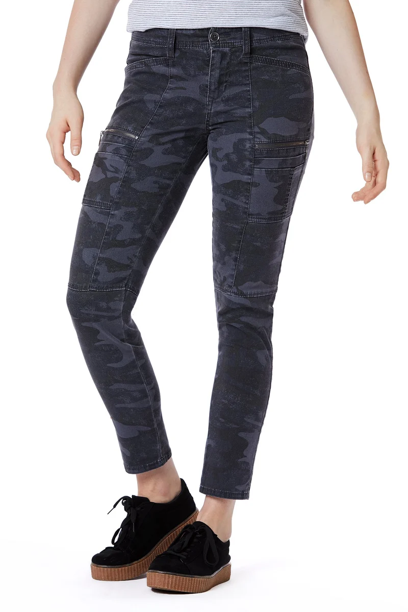 Claire Camo Skinny Zip Cargo Pant (Reg and Plus Size)