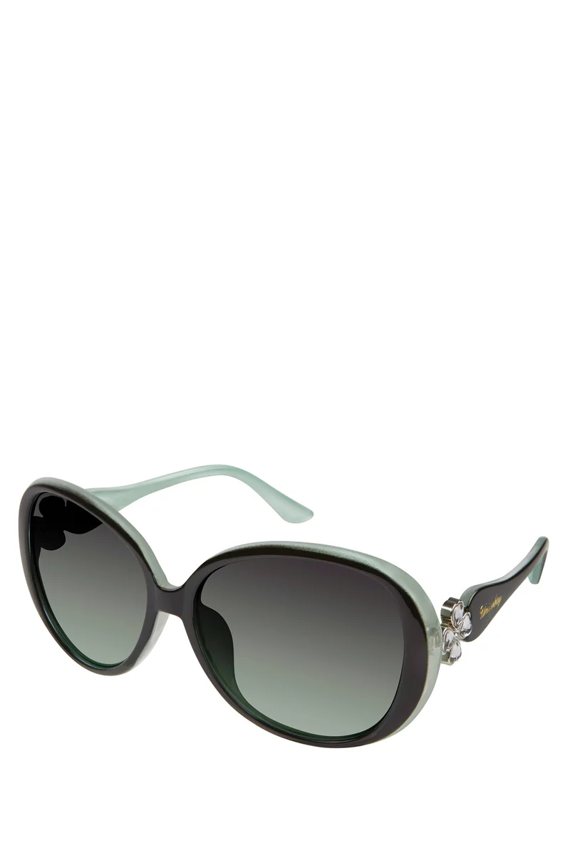 Black & Aqua Two-Tone Oversize Sunglasses