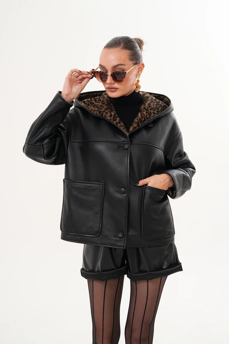 The Felina Black Leather Women Jacket