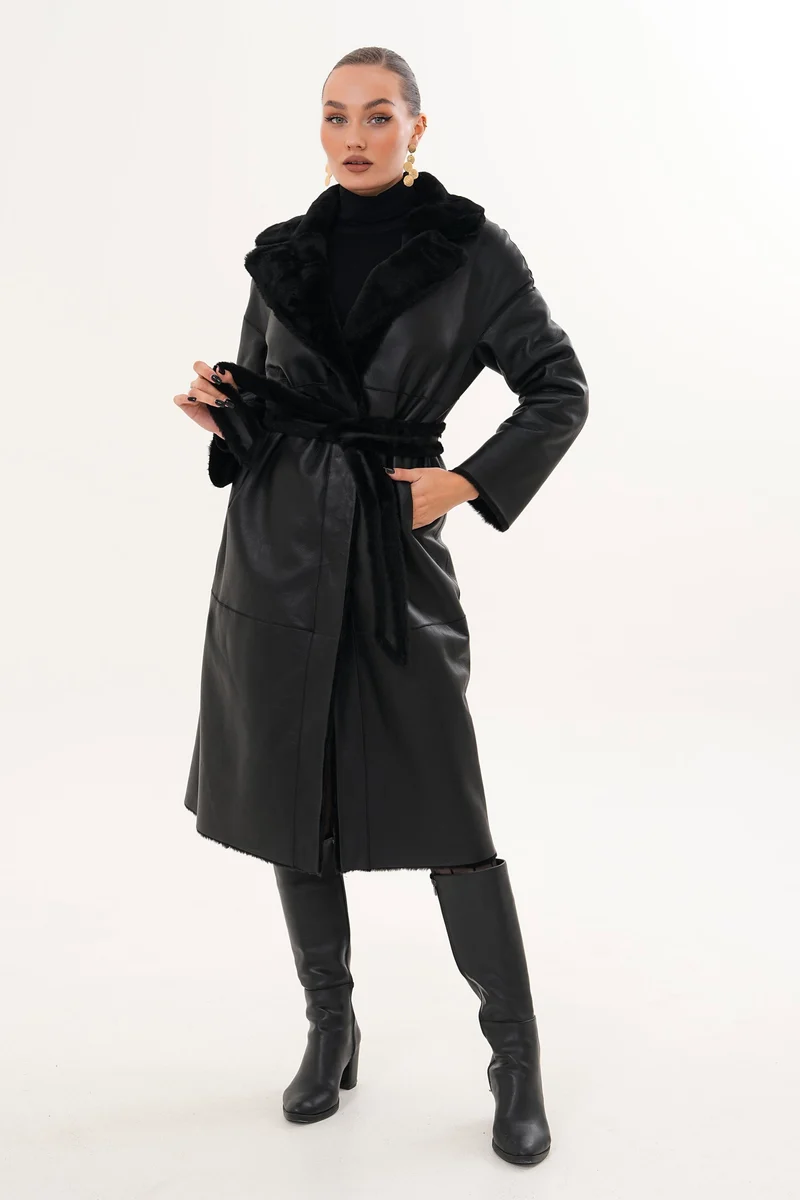 The Emilia Black Reversible Shearling Leather Women Jacket