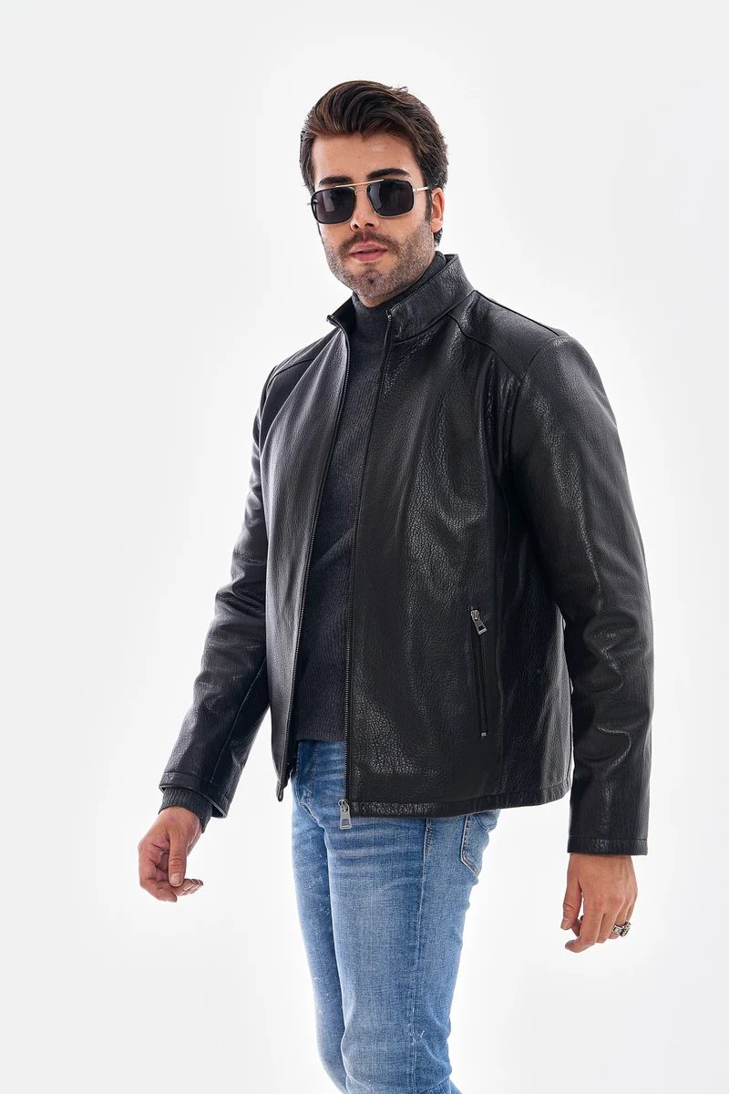 The Varden Floater Black Leather Men Jacket