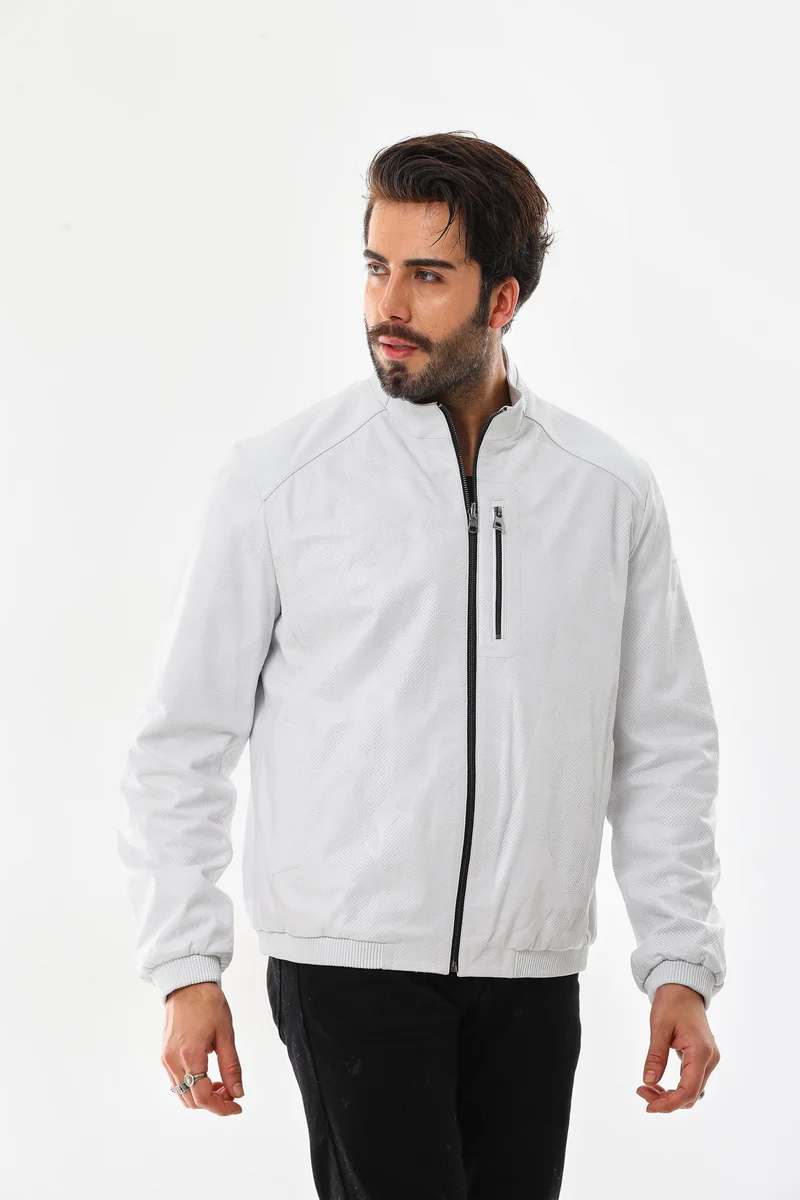 The Como Reversible White & Black Leather Bomber Men Jacket