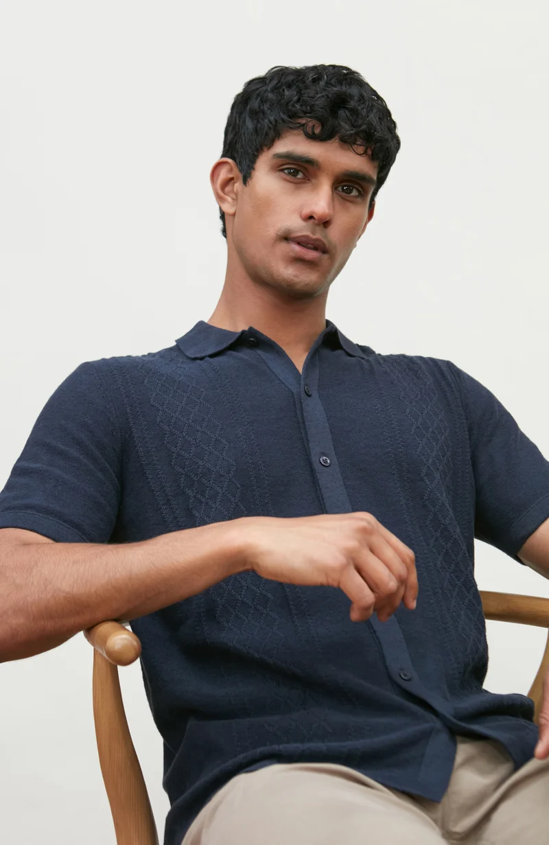 Mens Organic Cotton Linen Patterned Shirt
