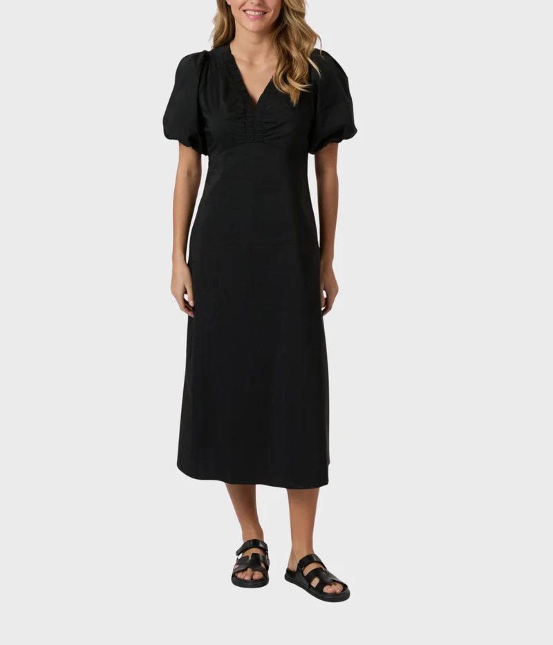 Illana Poplin Dress. (100 Black)