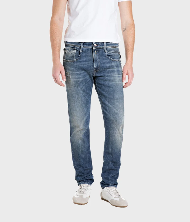 Trousers Anbass Aged (007 DARK BLUE dark enzymatic stone wash with pumice effect)