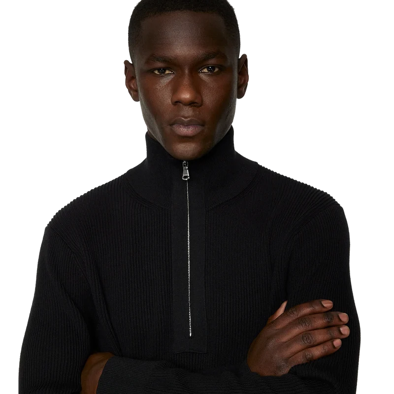 Alex Half Zip Knitted Sweater Black