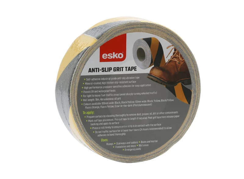 ESKO GRIT TAPE Anti-Slip Tape, 50mm x 18m, Black/ Yellow