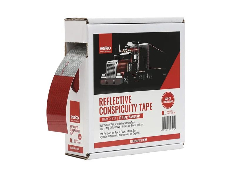 ESKO premium Conspicuity Tape, DOT C2 certified, red/silver 50mm x 45.72m