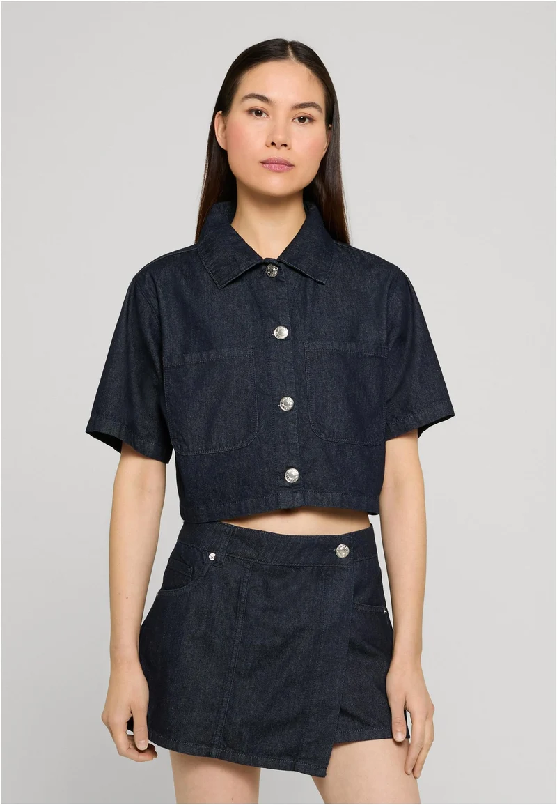 Cropped Light Denim Shirt