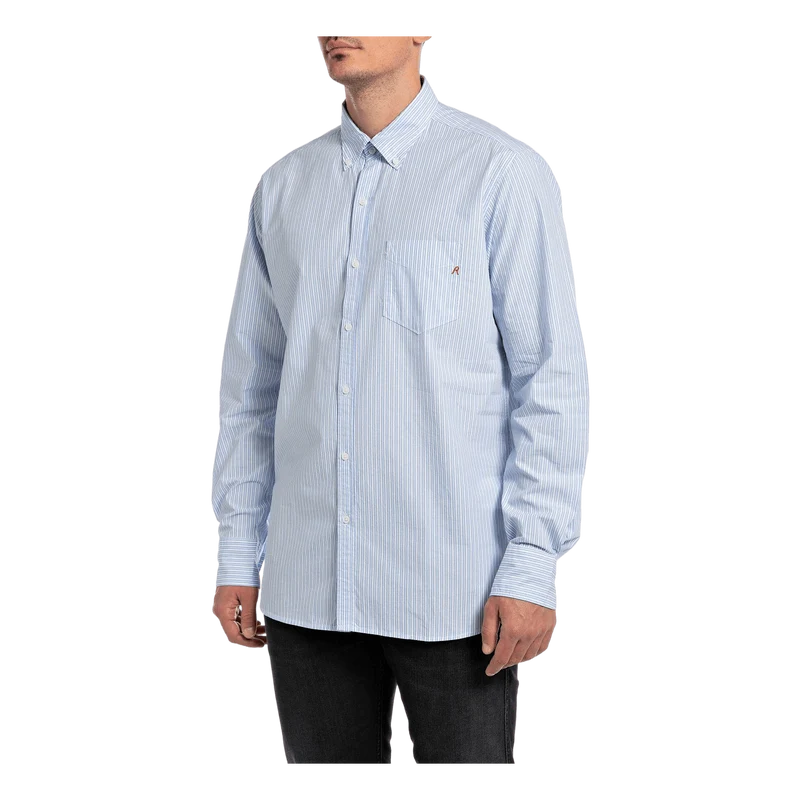 Striped Cotton Poplin Shirt 010 White/blue