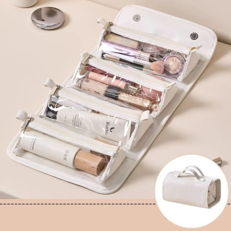 White 4-in-1 Foldable Travel Makeup Bag