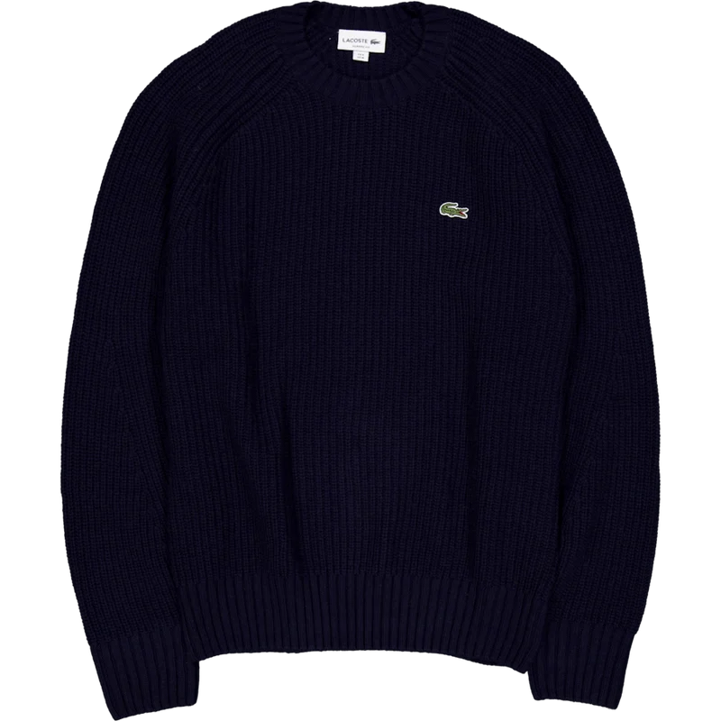Thick Carded Wool Crew Neck Sw Navy Blue