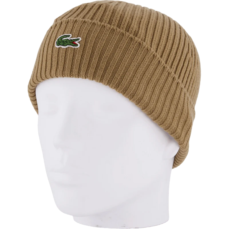 Rib Knit Brushed Wool Beanie Brown Dpc