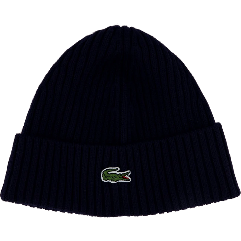 Rib Knit Brushed Wool Beanie Navy Blue