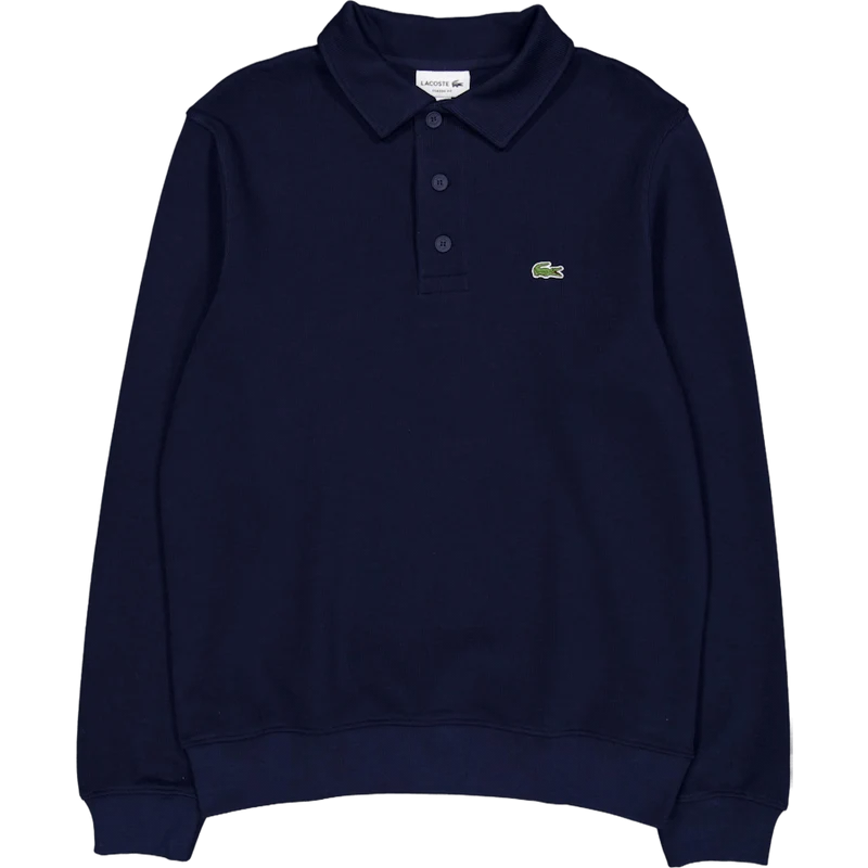 Ribbed Cotton Polo Collar Swea Navy Blue