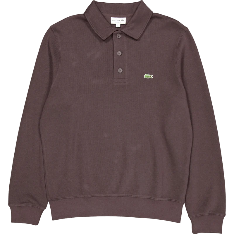 Ribbed Cotton Polo Collar Swea Brown Skb