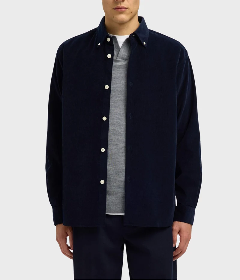 Slhregdanni Cord Bd Ls Shirt Noos. (Sky Captain)