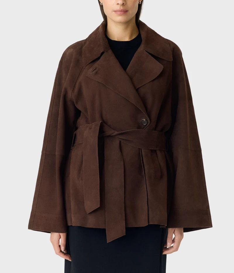 Yasruna Ls Suede Kimono Jacket (Coffee Bean)