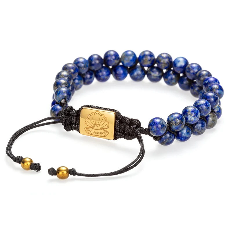 Doub Bead Bracelet 6mm Blue