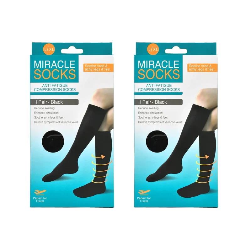 2-Pair Miracle Compression Socks Large/XL