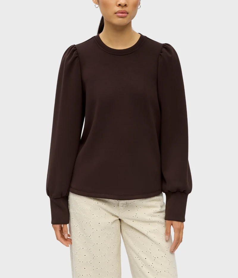 Objandrea Re L/S O-Neck Top Noos. (Seal Brown)